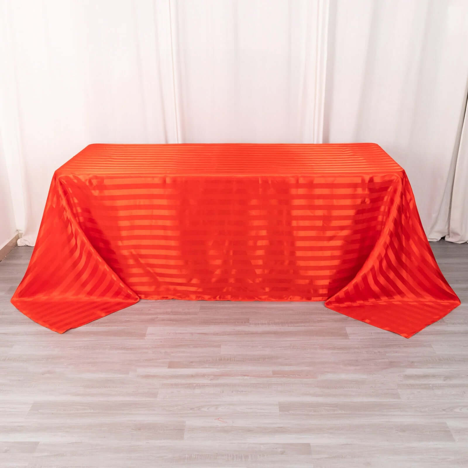 Satin Striped 90"x132" Rectangular Tablecloth Red - Seamless Silky Smooth Table Cover - Bell Racket Store