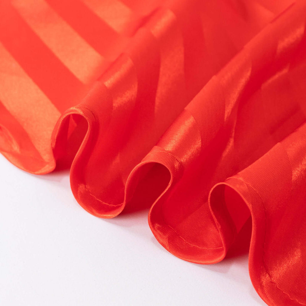 Satin Striped 90"x132" Rectangular Tablecloth Red - Seamless Silky Smooth Table Cover - Bell Racket Store