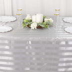Satin Striped 90"x132" Rectangular Tablecloth Silver - Seamless Silky Smooth Table Cover - Bell Racket Store