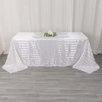 Satin Striped 90"x132" Rectangular Tablecloth White - Seamless Silky Smooth Wedding Decor - Bell Racket Store