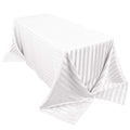 Satin Striped 90"x132" Rectangular Tablecloth White - Seamless Silky Smooth Wedding Decor - Bell Racket Store