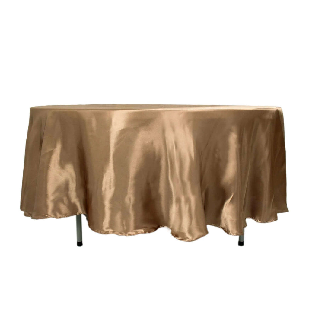 Satin 108" Round Tablecloth Taupe - Smooth and Lustrous Table Cover