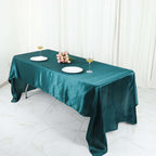 Satin Rectangular 60"x126" Tablecloth Peacock Teal - Smooth and Lustrous Table Cover