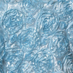 Satin 72"x72" Table Overlay Square Tablecloth Light Blue - 3D Rosette Table Cover