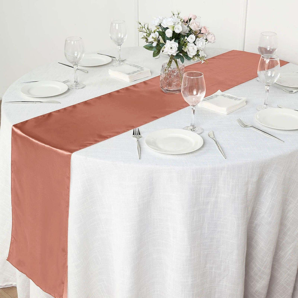 Satin 12"x108" Table Runner Terracotta (Rust) - Stylish Table Linen