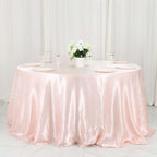 Satin 132" Round Tablecloth Blush - Stylish Seamless Table Cover