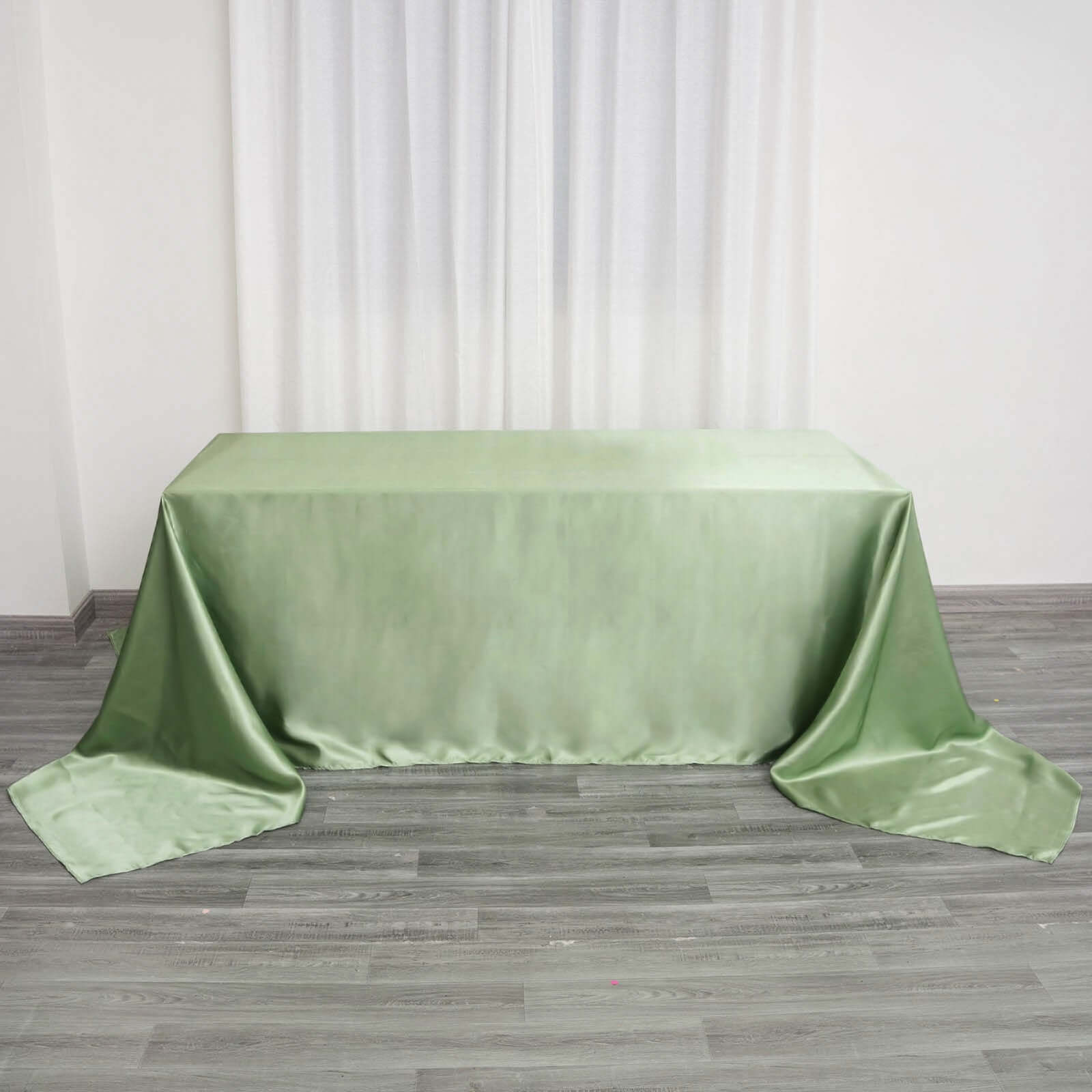 Satin Rectangular 90"x156" Tablecloth Sage Green - Seamless Table Cover