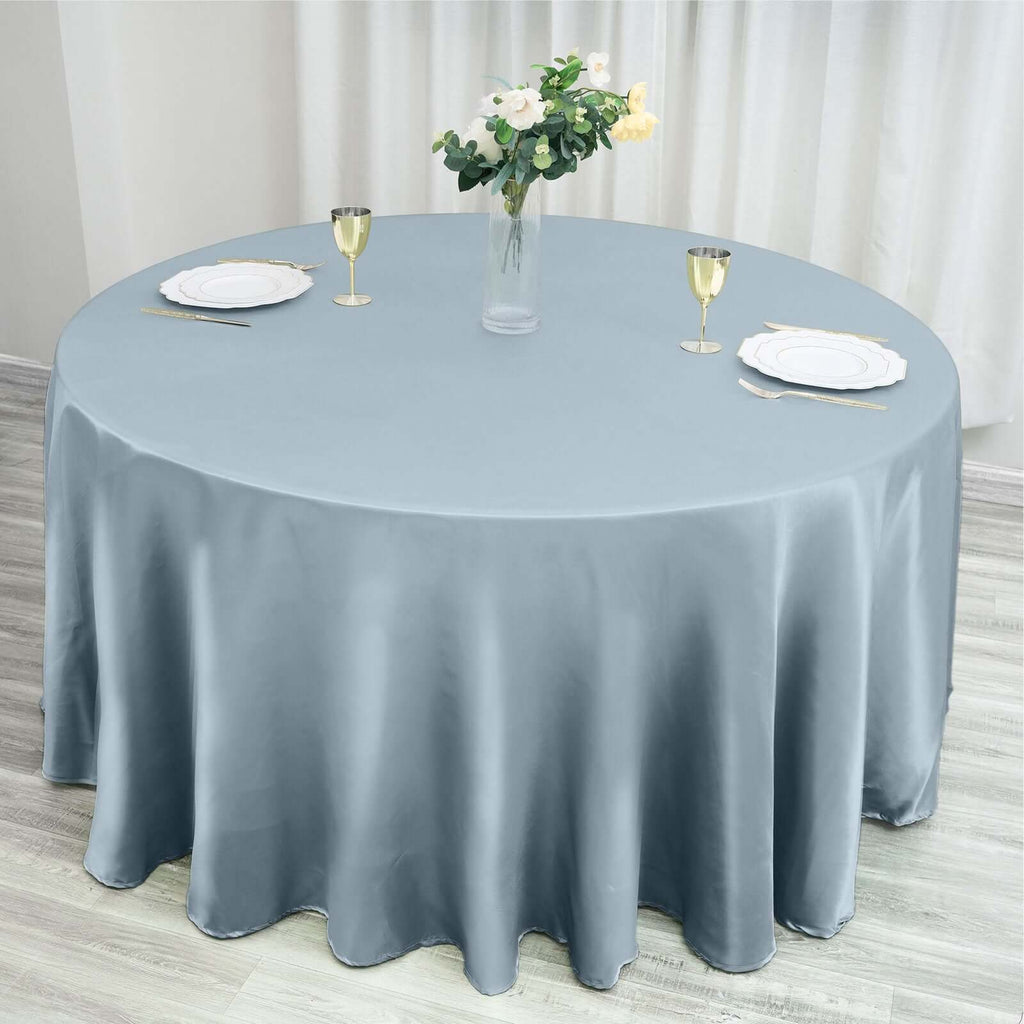 Satin 120" Round Tablecloth Dusty Blue - Stylish Seamless Table Cover