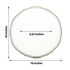 10-Pack Plastic 10" Dinner Plates in Clear with Gold Scalloped Rim - Disposable Large Party Plates