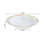 10-Pack Plastic Round Soup Bowl in White with Gold Embossed Scalloped Rim - Sturdy Disposable Salad Dessert Bowls for Catering & Events 12oz