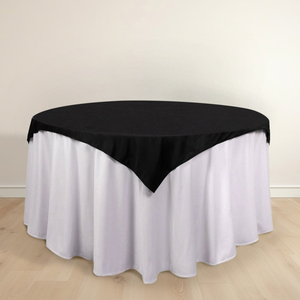 Scuba 54"x54" Table Overlay Square Tablecloth Black - Wrinkle Free & Stain Resistant Table Cover - Bell Racket Store