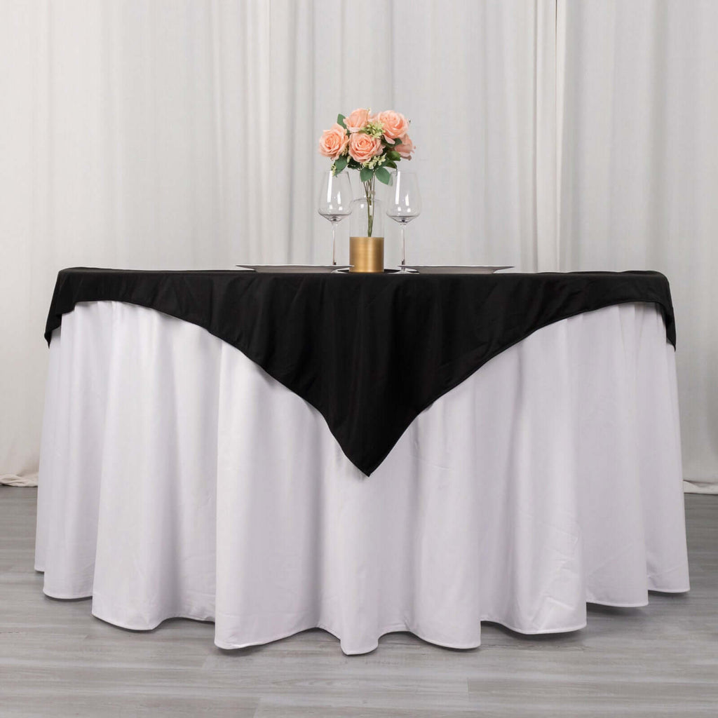 Scuba 54"x54" Table Overlay Square Tablecloth Black - Wrinkle Free & Stain Resistant Table Cover - Bell Racket Store