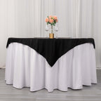 Scuba 54"x54" Table Overlay Square Tablecloth Black - Wrinkle Free & Stain Resistant Table Cover - Bell Racket Store