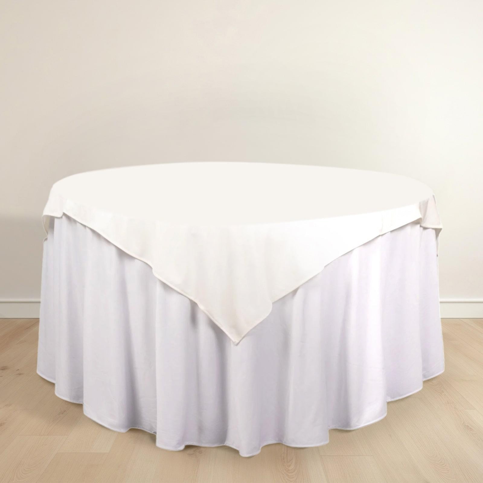 Scuba 54"x54" Table Overlay Square Tablecloth Ivory - Wrinkle Free & Stain Resistant Table Cover - Bell Racket Store