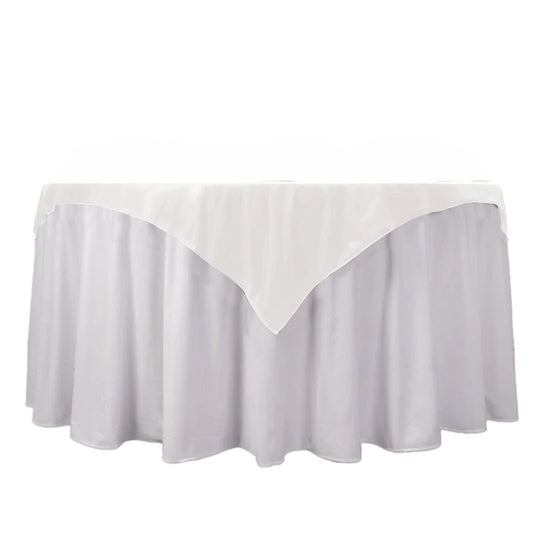 Scuba 54"x54" Table Overlay Square Tablecloth Ivory - Wrinkle Free & Stain Resistant Table Cover - Bell Racket Store