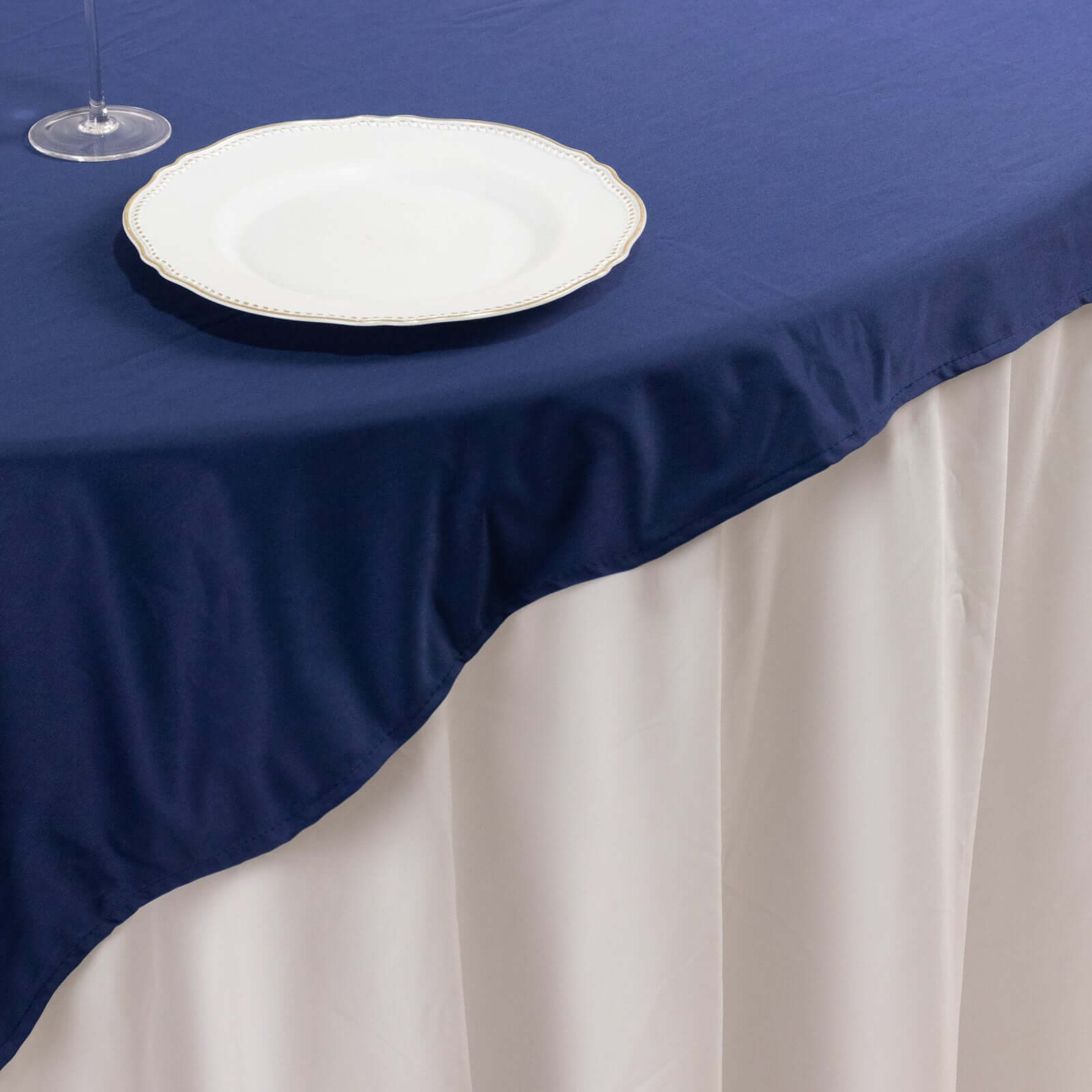 Scuba 54"x54" Table Overlay Square Tablecloth Navy Blue - Wrinkle Free & Stain Resistant Table Cover - Bell Racket Store
