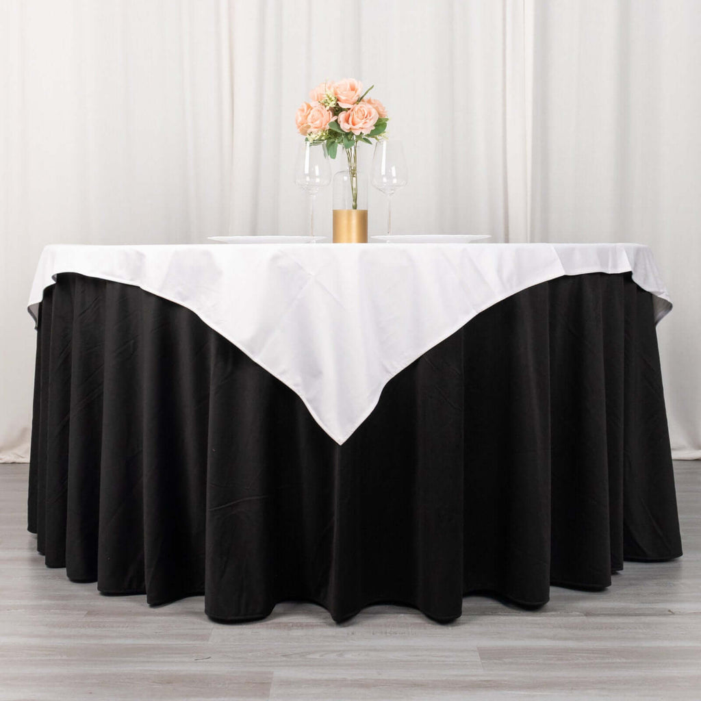 Scuba 54"x54" Table Overlay Square Tablecloth White - Wrinkle Free & Stain Resistant Table Cover - Bell Racket Store