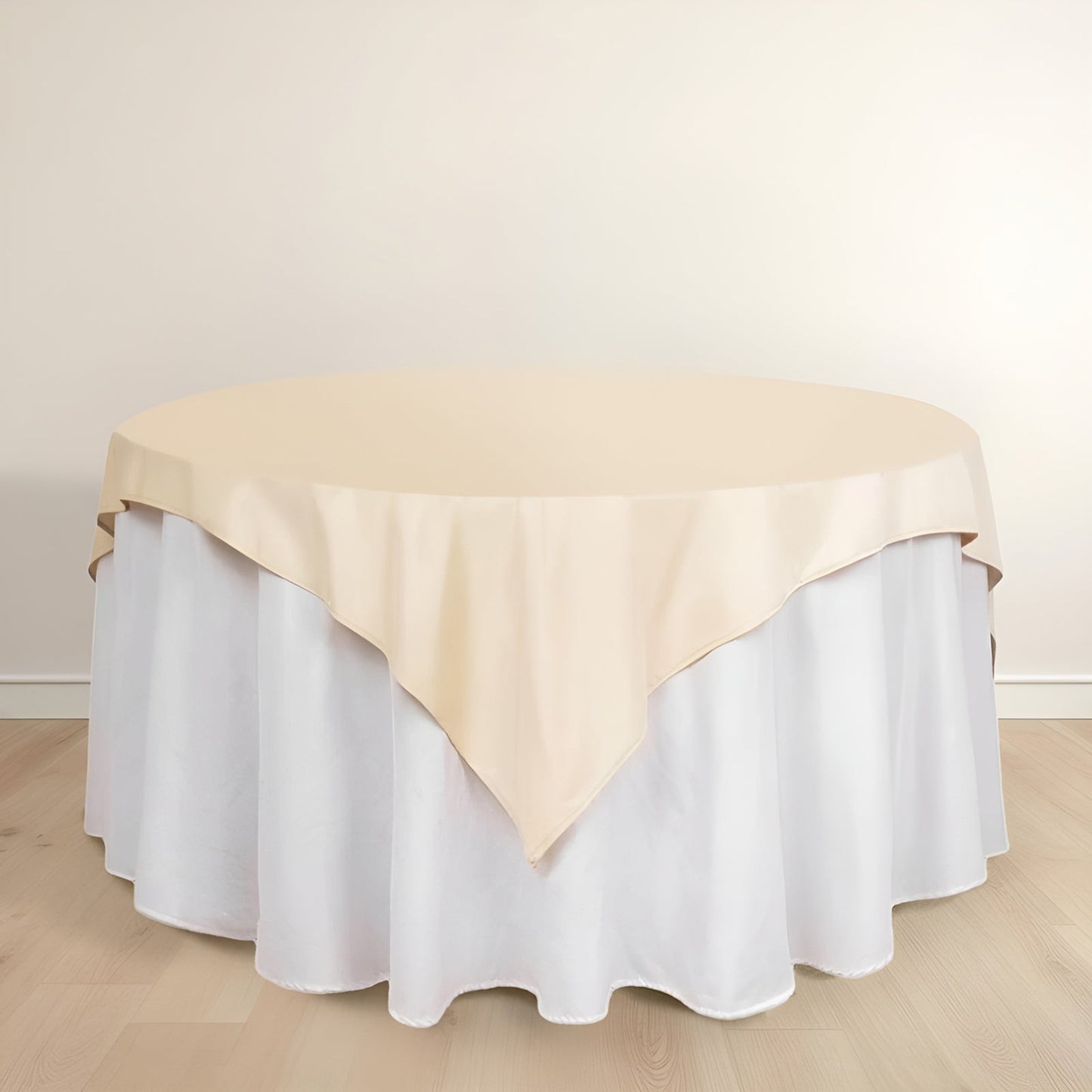 Scuba 70"x70" Table Overlay Square Tablecloth Beige - Wrinkle Free & Stain Resistant Table Cover - Bell Racket Store