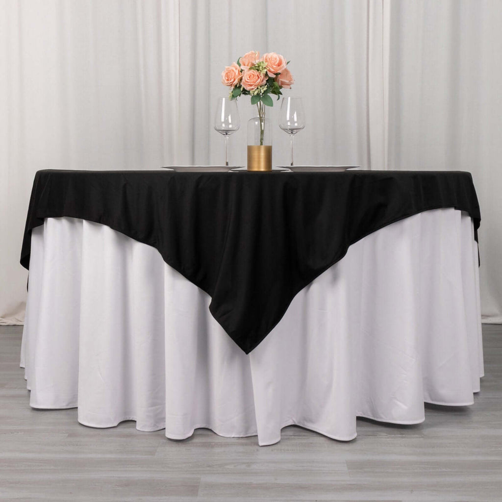 Scuba 70"x70" Table Overlay Square Tablecloth Black - Wrinkle Free & Stain Resistant Table Cover - Bell Racket Store