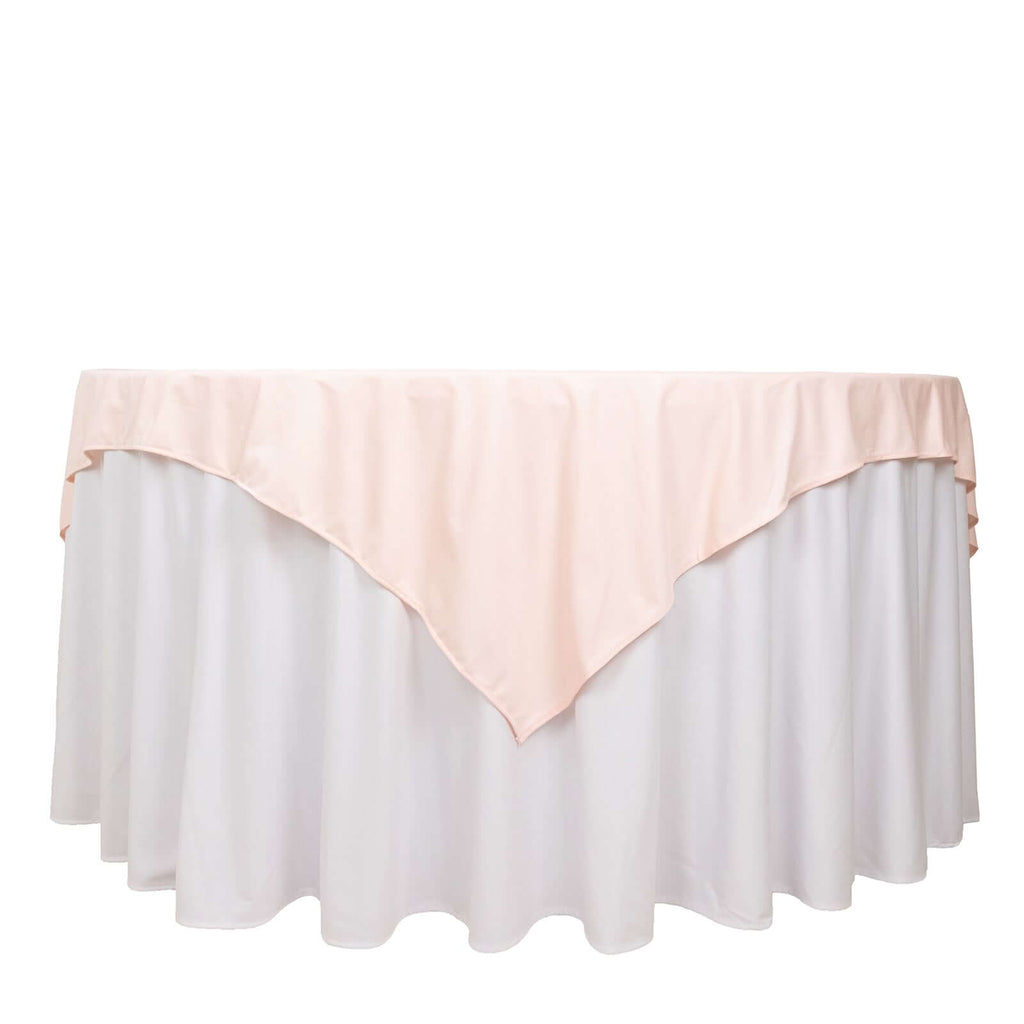 Scuba 70"x70" Table Overlay Square Tablecloth Blush - Wrinkle Free & Stain Resistant Table Cover - Bell Racket Store