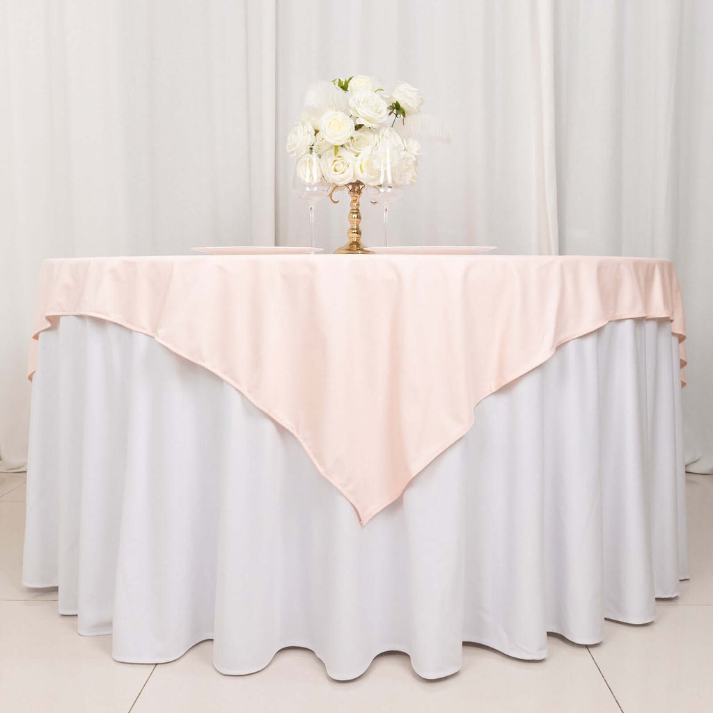 Scuba 70"x70" Table Overlay Square Tablecloth Blush - Wrinkle Free & Stain Resistant Table Cover - Bell Racket Store
