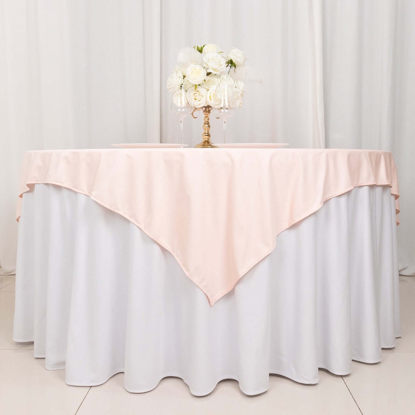 Scuba 70"x70" Table Overlay Square Tablecloth Blush - Wrinkle Free & Stain Resistant Table Cover - Bell Racket Store