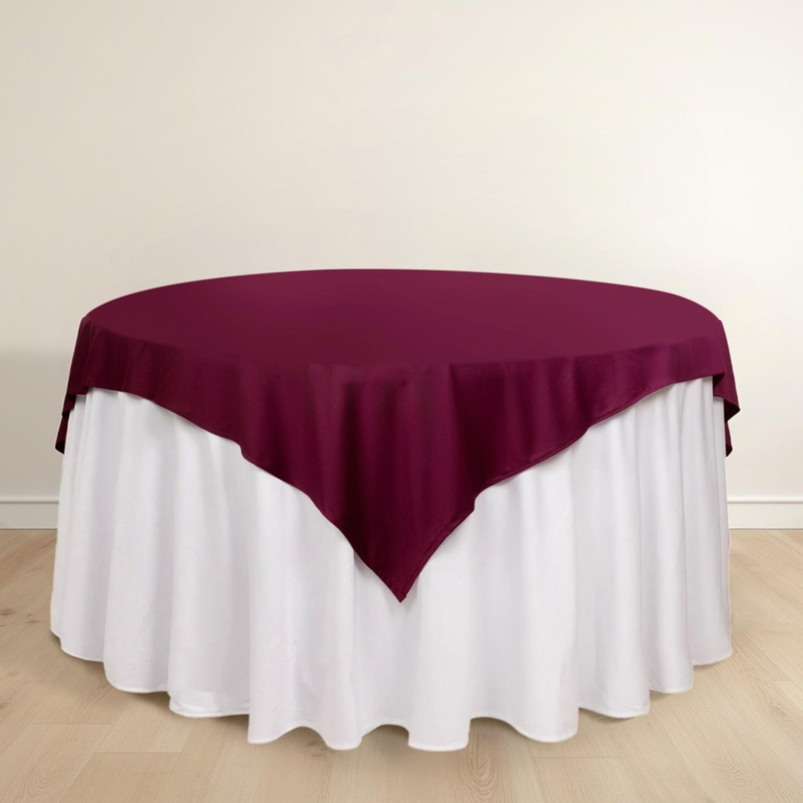 Scuba 70"x70" Table Overlay Square Tablecloth Burgundy - Wrinkle Free & Stain Resistant Table Cover - Bell Racket Store