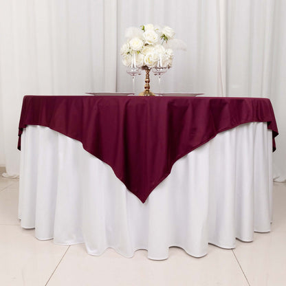 Scuba 70"x70" Table Overlay Square Tablecloth Burgundy - Wrinkle Free & Stain Resistant Table Cover - Bell Racket Store