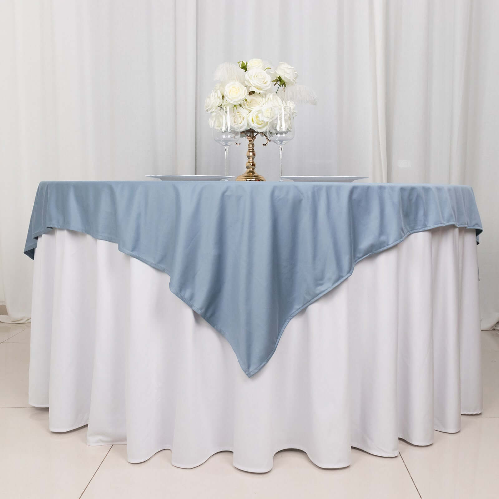 Scuba 70"x70" Table Overlay Square Tablecloth Dusty Blue - Wrinkle Free & Stain Resistant Table Cover - Bell Racket Store