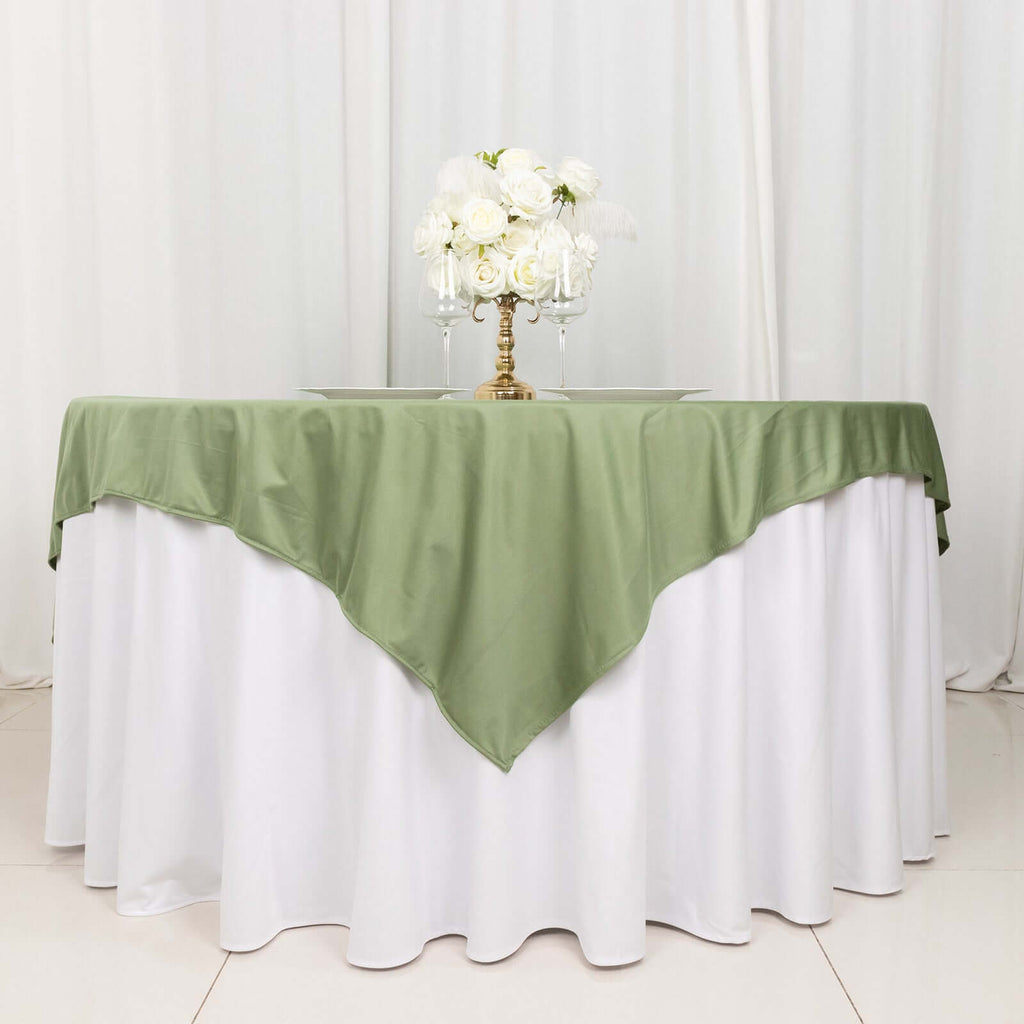 Scuba 70"x70" Table Overlay Square Tablecloth Dusty Sage Green - Wrinkle Free & Stain Resistant Table Cover - Bell Racket Store