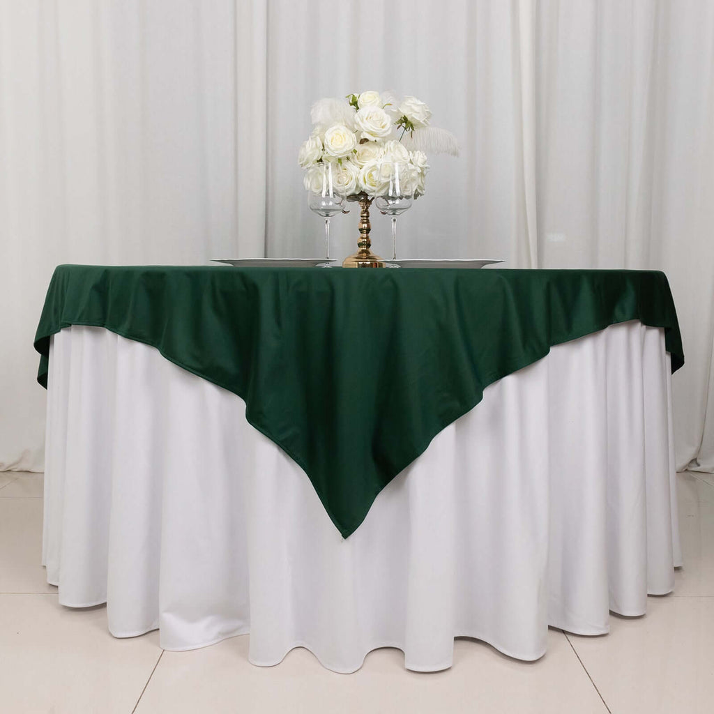 Scuba 70"x70" Table Overlay Square Tablecloth Hunter Emerald Green - Wrinkle Free & Stain Resistant Table Cover - Bell Racket Store