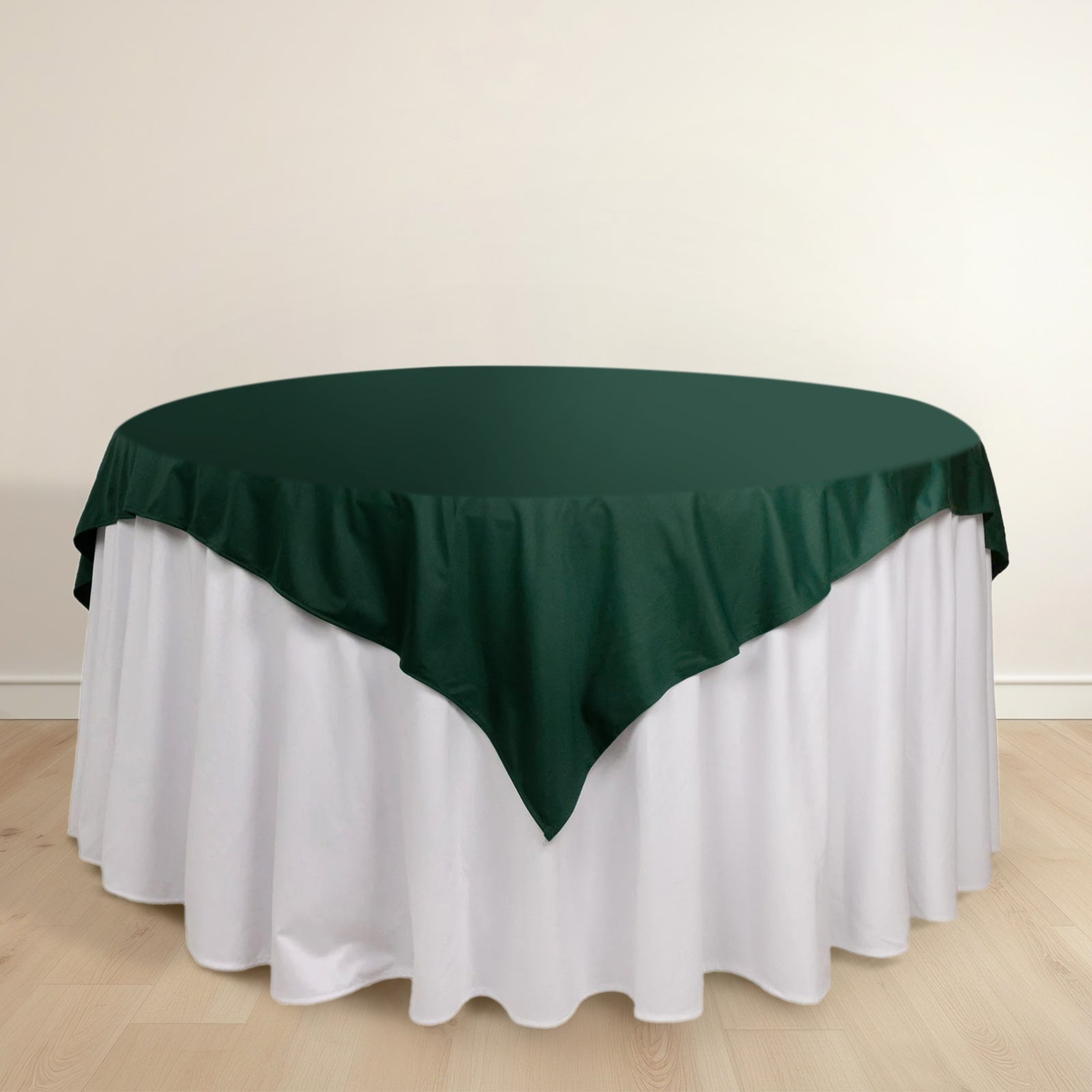Scuba 70"x70" Table Overlay Square Tablecloth Hunter Emerald Green - Wrinkle Free & Stain Resistant Table Cover - Bell Racket Store