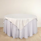 Scuba 70"x70" Table Overlay Square Tablecloth Ivory - Wrinkle Free & Stain Resistant Table Cover - Bell Racket Store