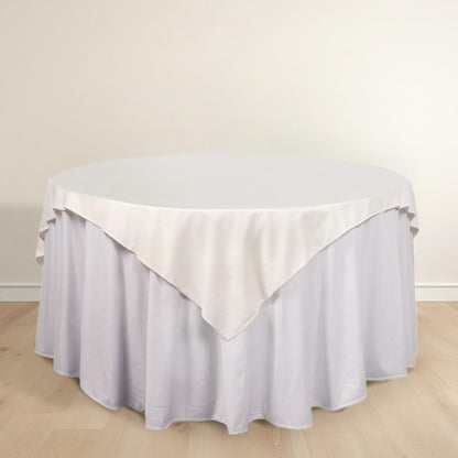 Scuba 70"x70" Table Overlay Square Tablecloth Ivory - Wrinkle Free & Stain Resistant Table Cover - Bell Racket Store