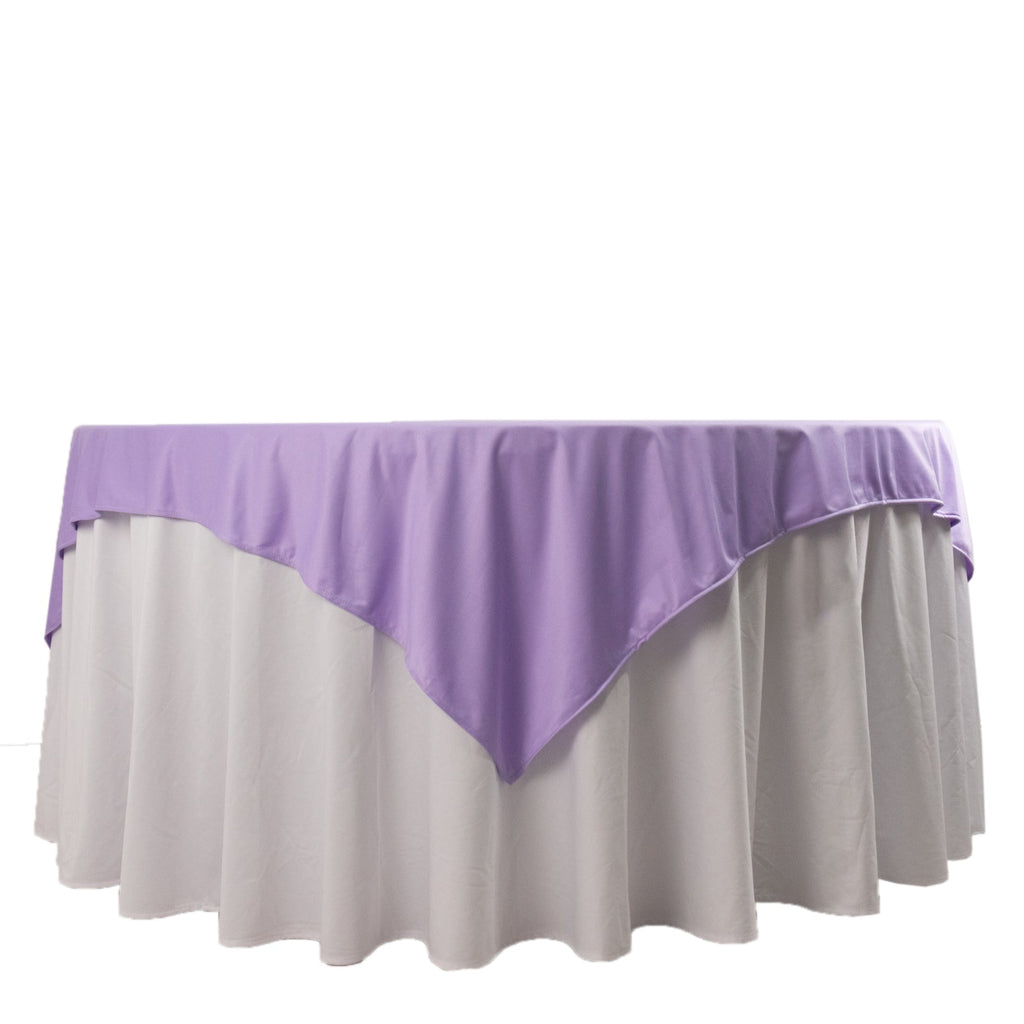 Scuba 70"x70" Table Overlay Square Tablecloth Lavender Lilac - Wrinkle Free & Stain Resistant Table Cover - Bell Racket Store