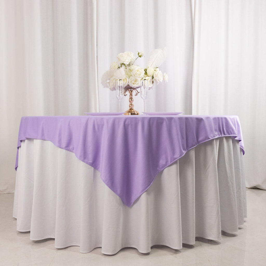 Scuba 70"x70" Table Overlay Square Tablecloth Lavender Lilac - Wrinkle Free & Stain Resistant Table Cover - Bell Racket Store