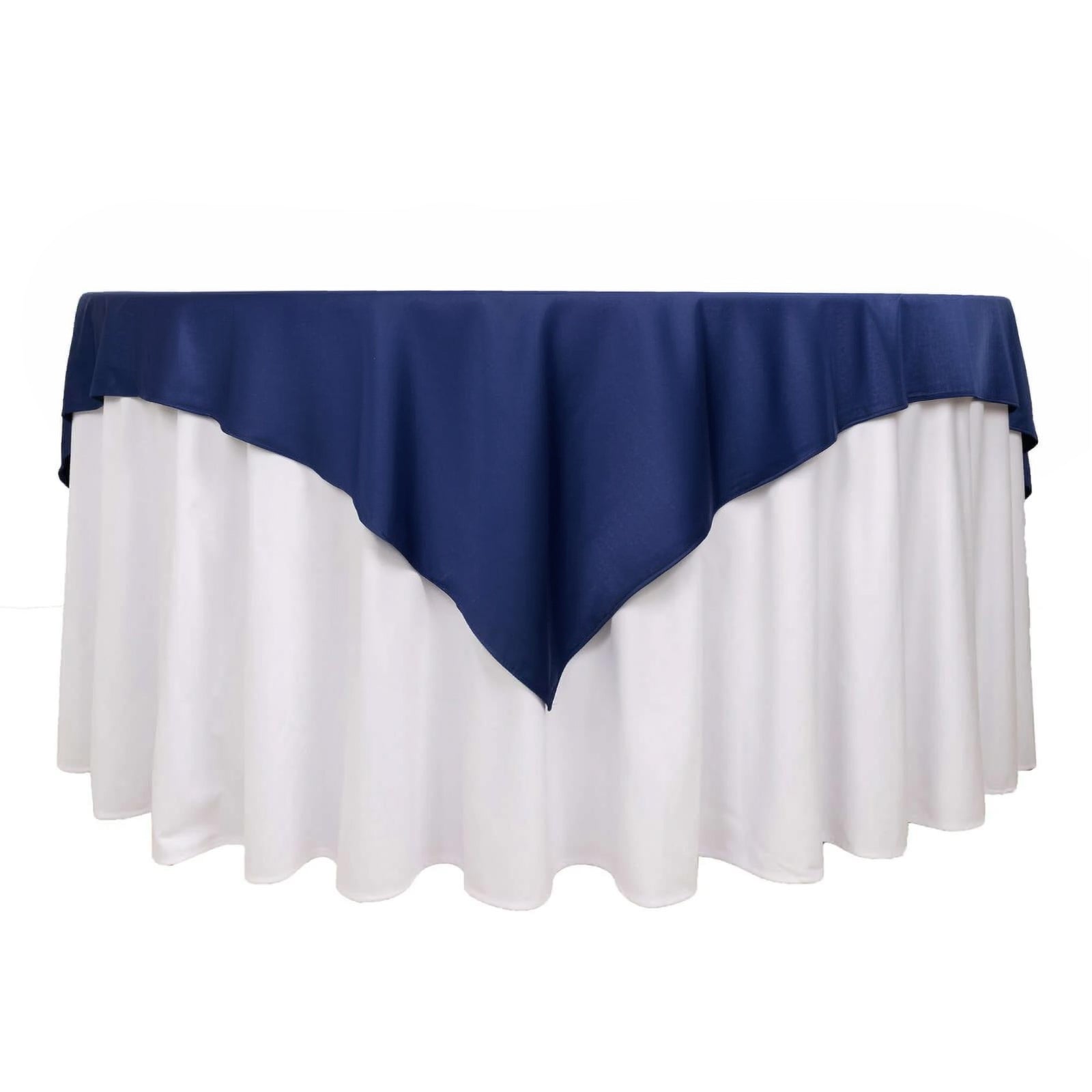 Scuba 70"x70" Table Overlay Square Tablecloth Navy Blue - Wrinkle Free & Stain Resistant Table Cover - Bell Racket Store