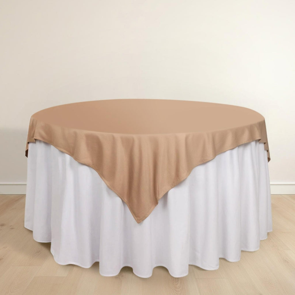 Scuba 70"x70" Table Overlay Square Tablecloth Nude - Wrinkle Free & Stain Resistant Table Cover - Bell Racket Store