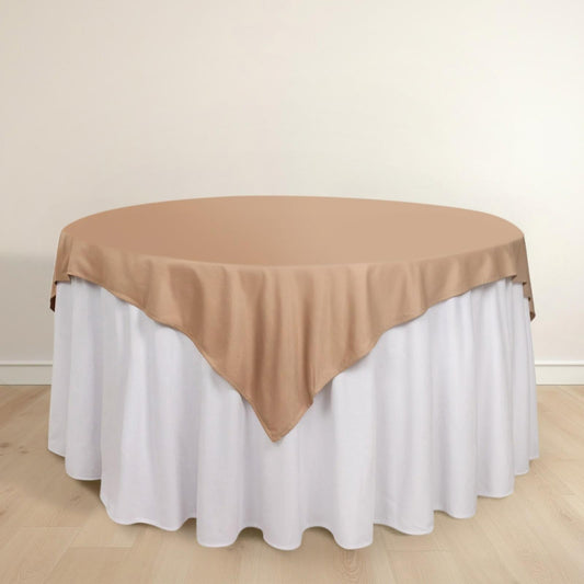 Scuba 70"x70" Table Overlay Square Tablecloth Nude - Wrinkle Free & Stain Resistant Table Cover - Bell Racket Store