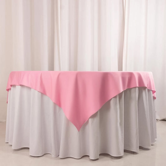 Scuba 70"x70" Table Overlay Square Tablecloth Pink - Wrinkle Free & Stain Resistant Table Cover - Bell Racket Store