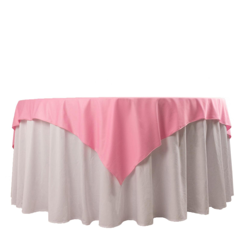 Scuba 70"x70" Table Overlay Square Tablecloth Pink - Wrinkle Free & Stain Resistant Table Cover - Bell Racket Store