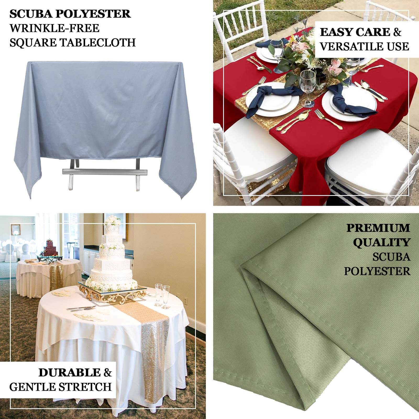 Scuba 70"x70" Table Overlay Square Tablecloth Red - Wrinkle Free & Stain Resistant Table Cover - Bell Racket Store