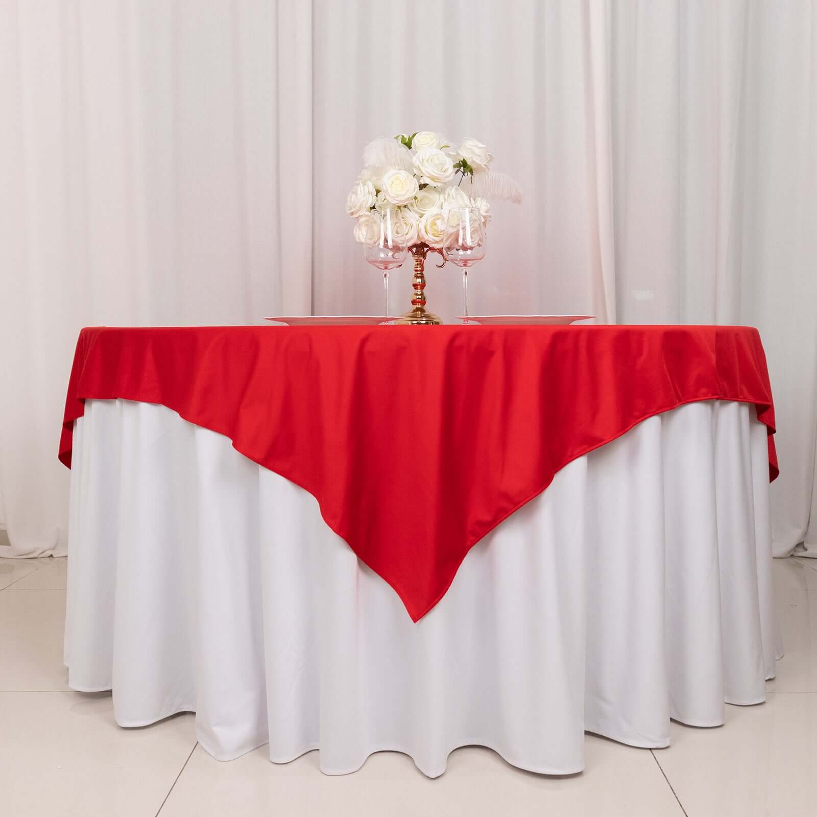 Scuba 70"x70" Table Overlay Square Tablecloth Red - Wrinkle Free & Stain Resistant Table Cover - Bell Racket Store