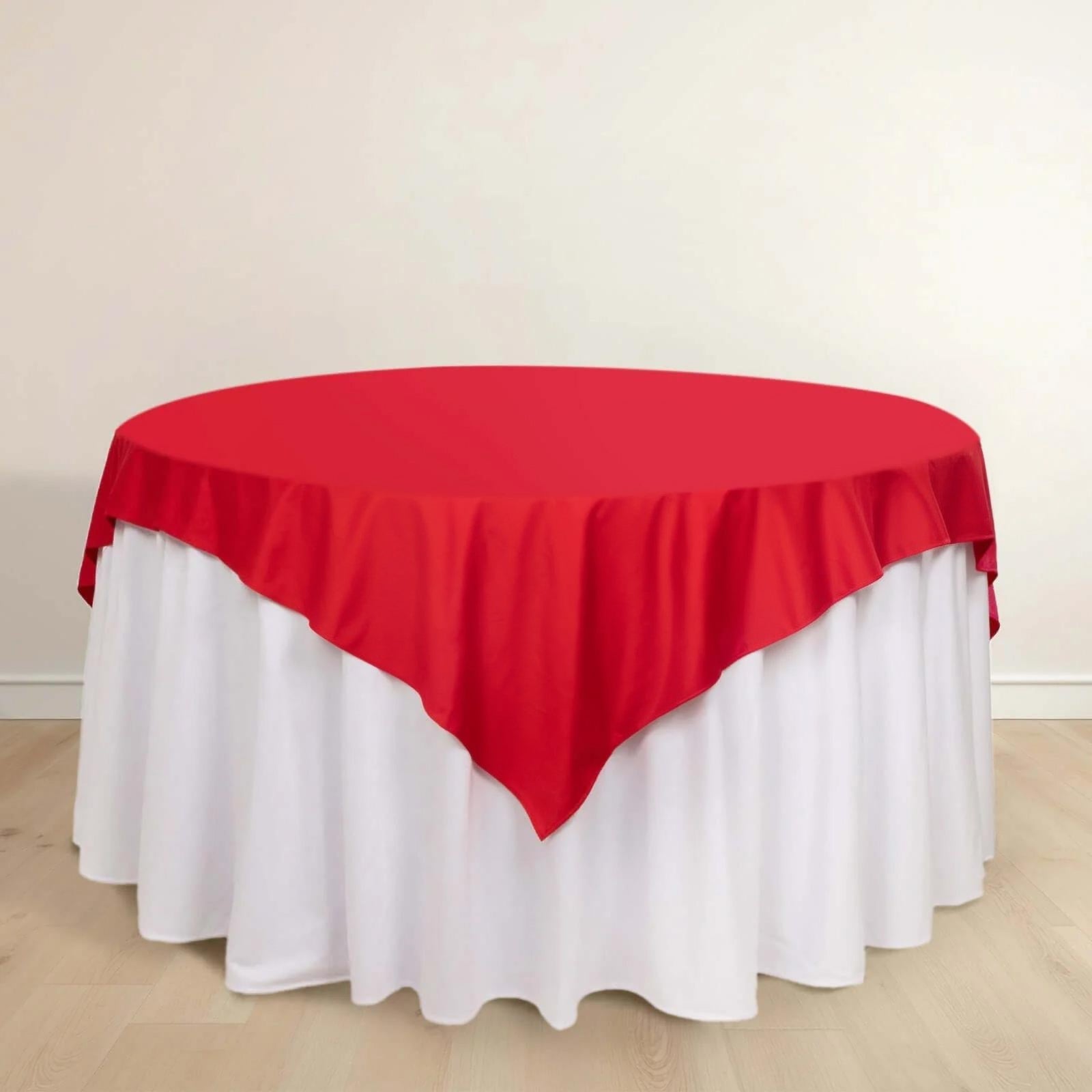 Scuba 70"x70" Table Overlay Square Tablecloth Red - Wrinkle Free & Stain Resistant Table Cover - Bell Racket Store
