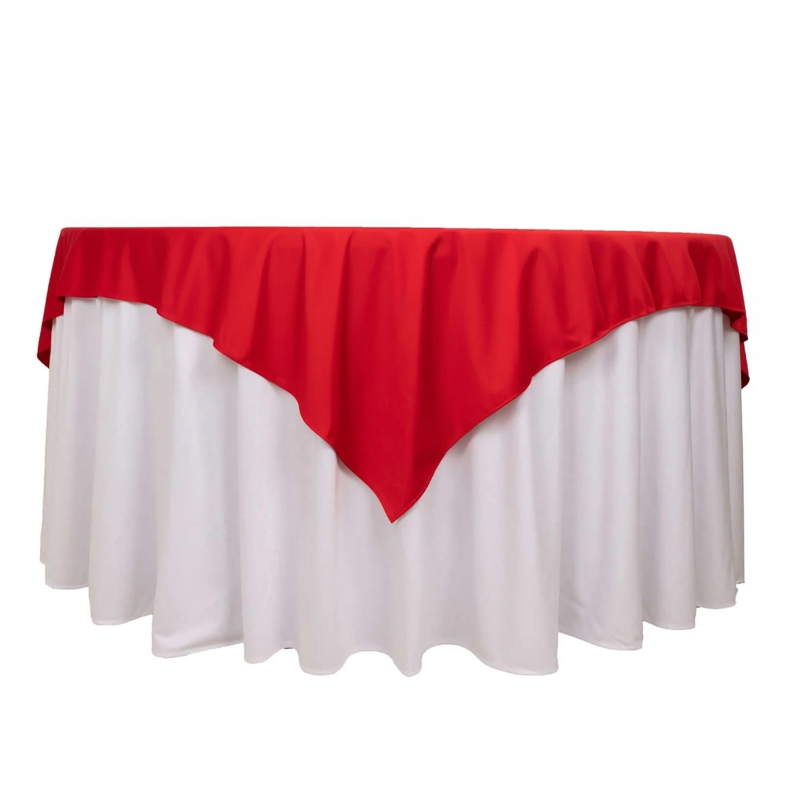 Scuba 70"x70" Table Overlay Square Tablecloth Red - Wrinkle Free & Stain Resistant Table Cover - Bell Racket Store