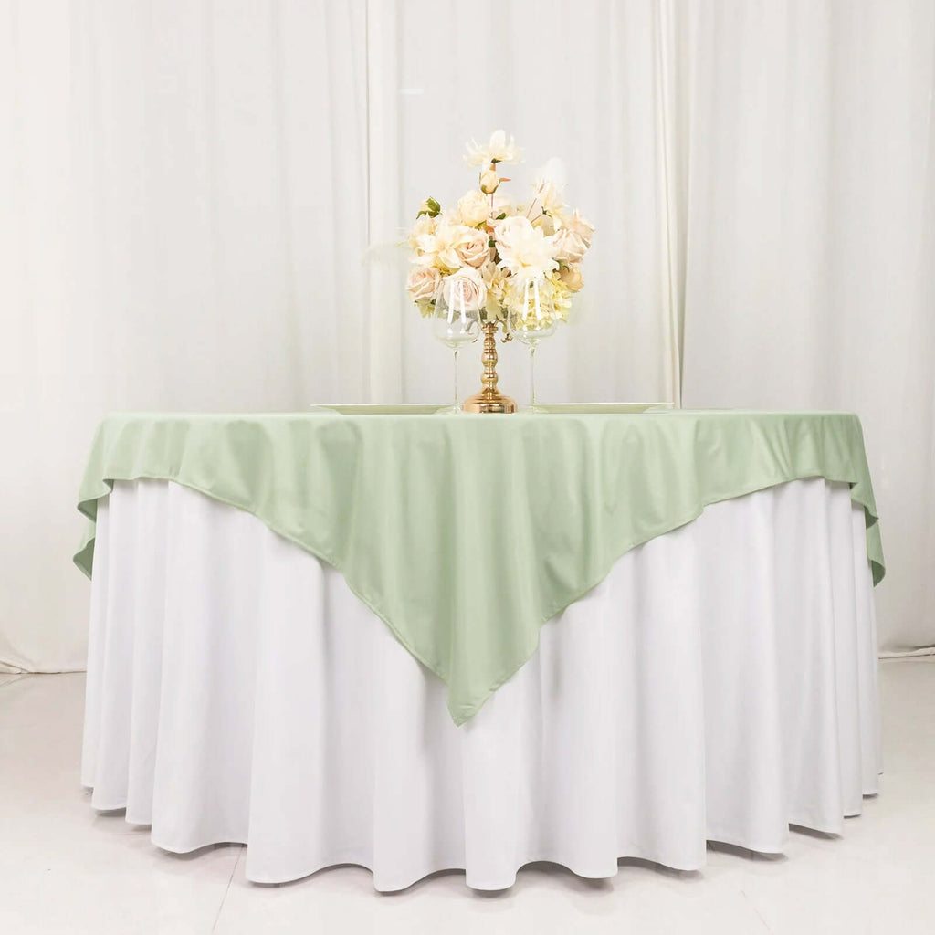 Scuba 70"x70" Table Overlay Square Tablecloth Sage Green - Wrinkle Free & Stain Resistant Table Cover - Bell Racket Store