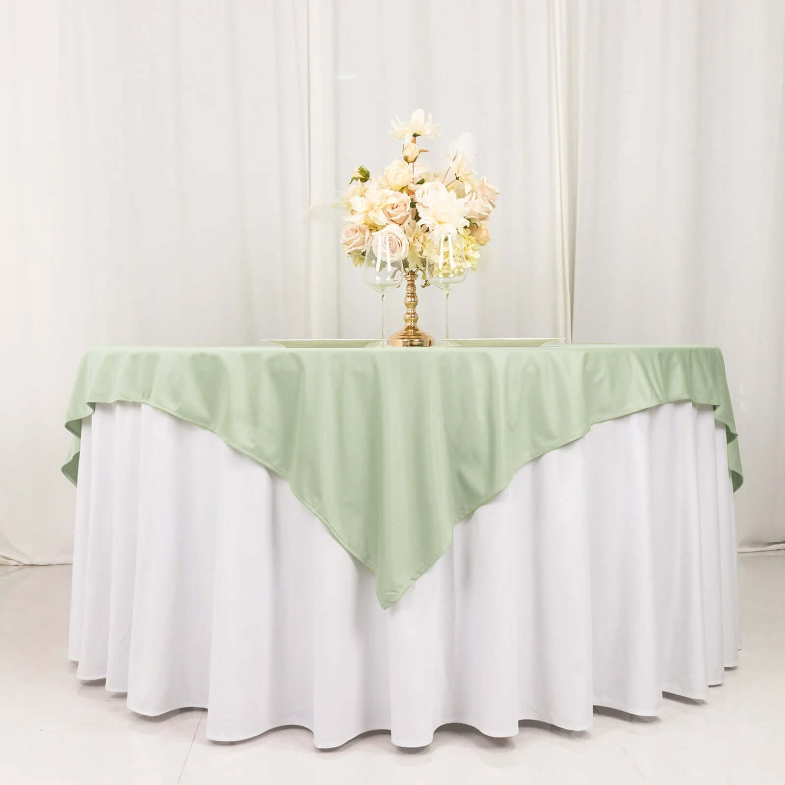 Scuba 70"x70" Table Overlay Square Tablecloth Sage Green - Wrinkle Free & Stain Resistant Table Cover - Bell Racket Store