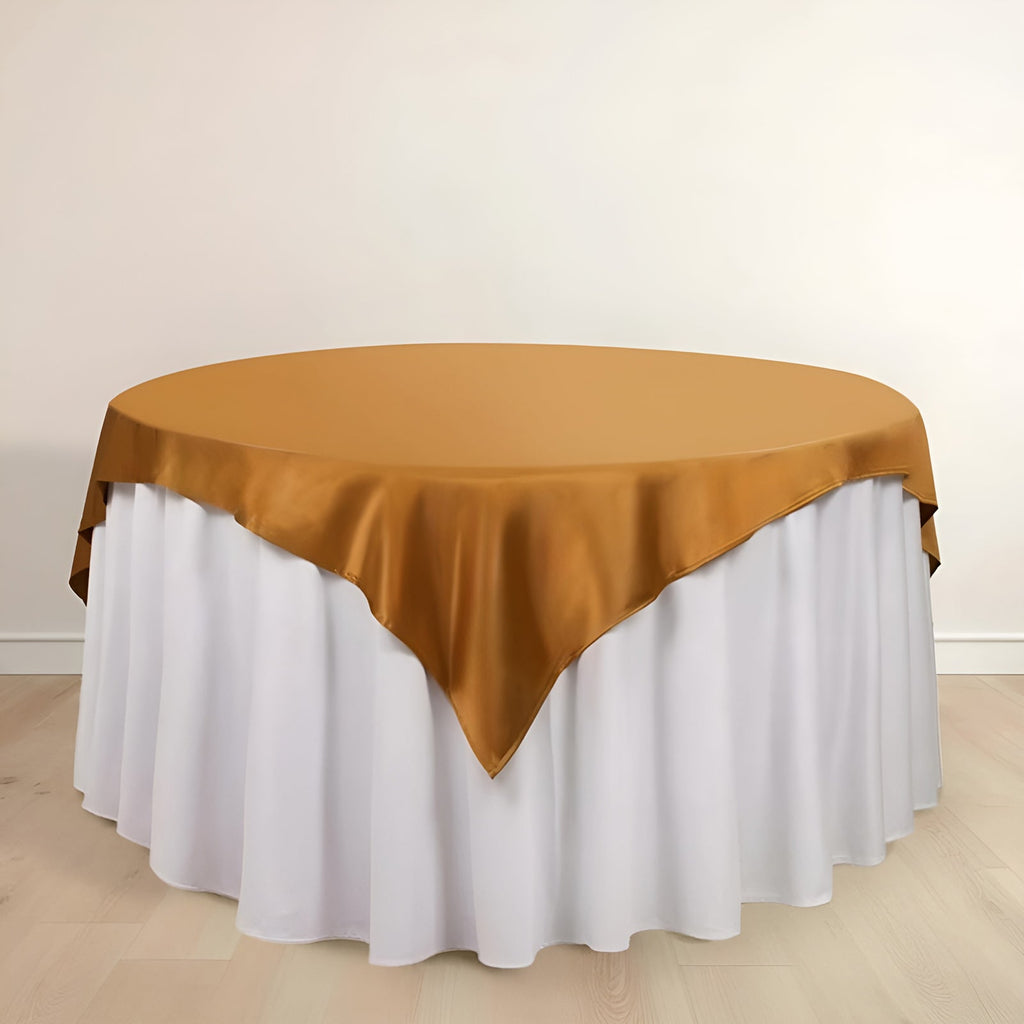 Scuba 70"x70" Table Overlay Square Tablecloth Shimmer Gold - Wrinkle Free & Stain Resistant Table Cover - Bell Racket Store
