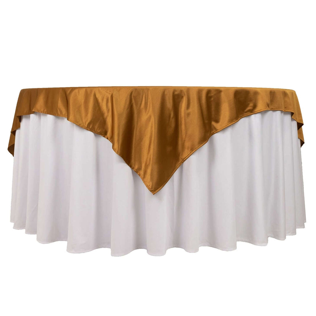 Scuba 70"x70" Table Overlay Square Tablecloth Shimmer Gold - Wrinkle Free & Stain Resistant Table Cover - Bell Racket Store