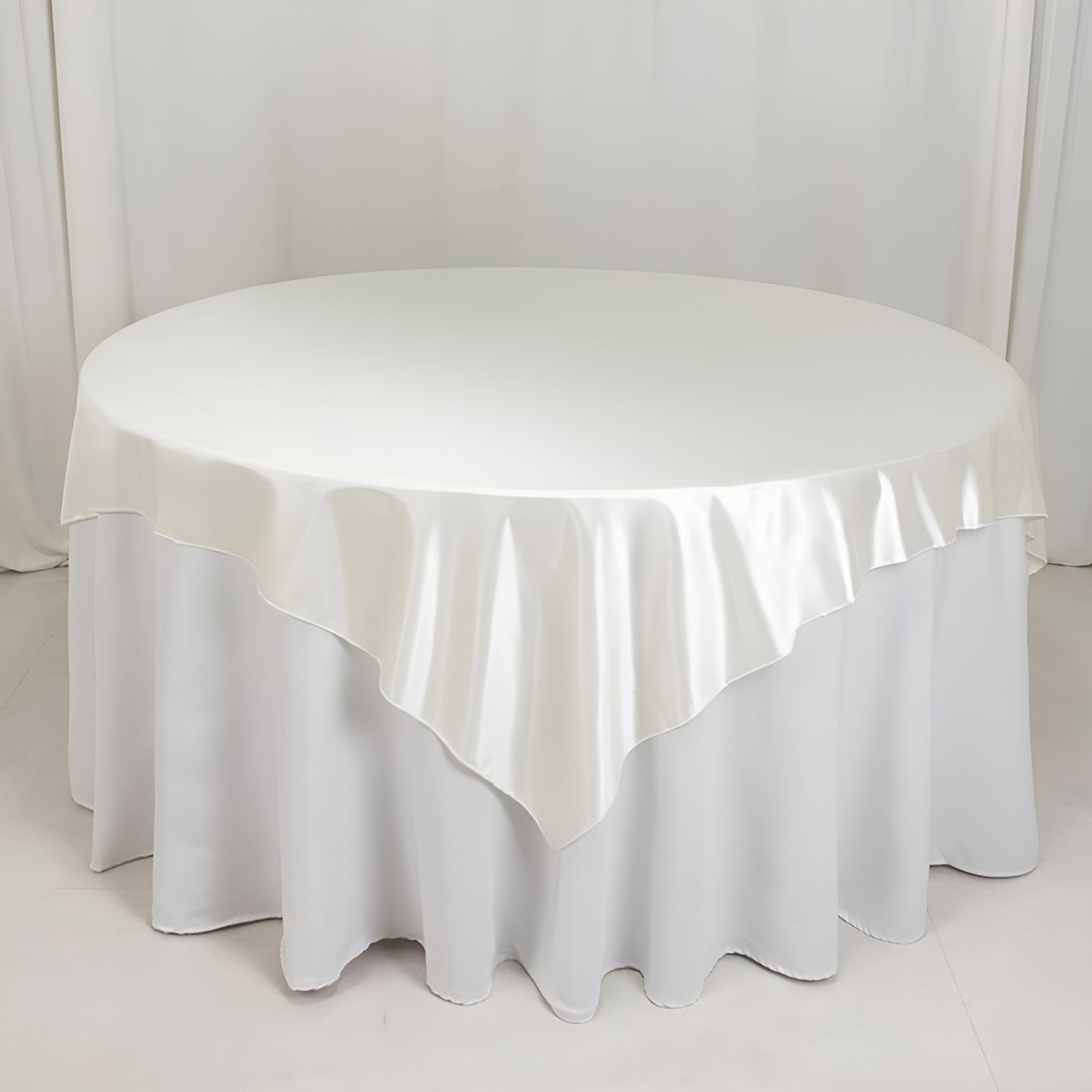 Scuba 70"x70" Table Overlay Square Tablecloth Shimmer Pearl White - Wrinkle Free & Stain Resistant Table Cover for Weddings and Parties - Bell Racket Store